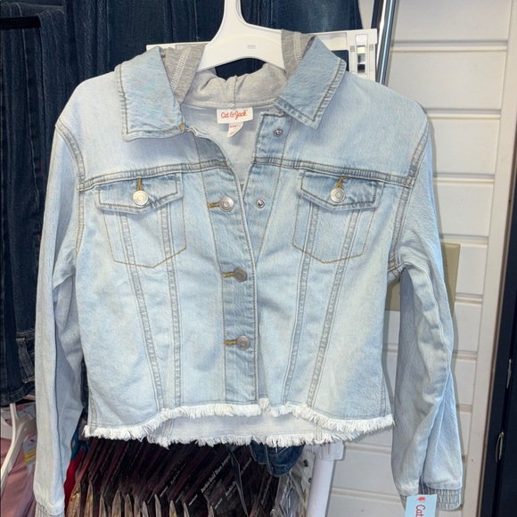 Cat & Jack Other - 5/$8 Light Blue Denim Jacket with Gray Hood